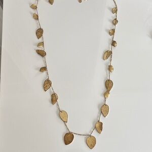 Gold Leaf Drop Station Necklace - Women Jewelry